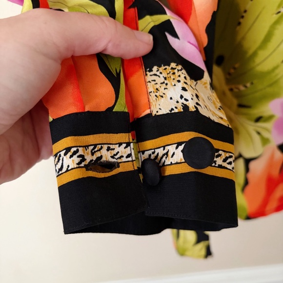 Aluna | 100% Silk Button Front Blouse Top Leopard Animal Floral Jungle Size 16 - Picture 9 of 9